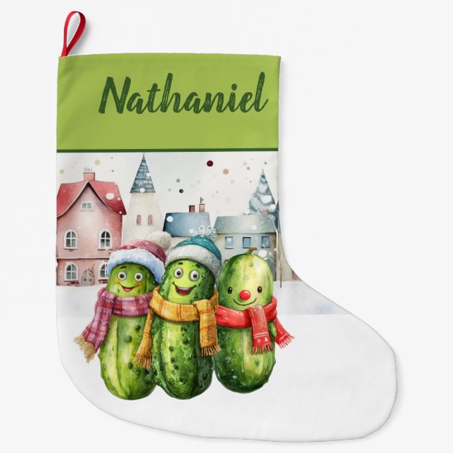 Meia De Natal Grande Personalized  Double Sided Pickle (Frente)