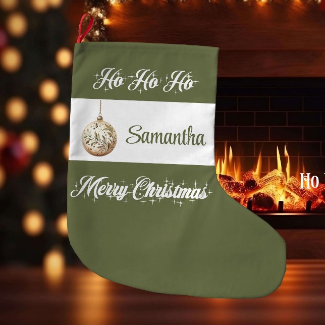 Meia De Natal Grande Personalized Earthy Tone Christmas Stocking (Personalized Earthy Tone Christmas Stocking)