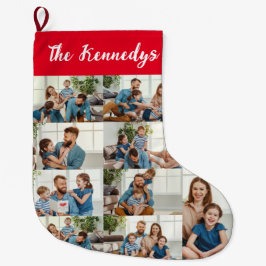 Meia De Natal Grande Personalized Family Name & Photo Collage Christmas