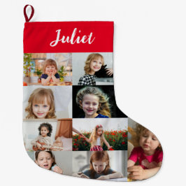 Meia De Natal Grande Personalized Kids Name & Photo Collage