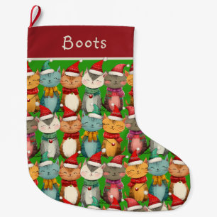 Meia De Natal Grande Pet De Gato Branco Bonito