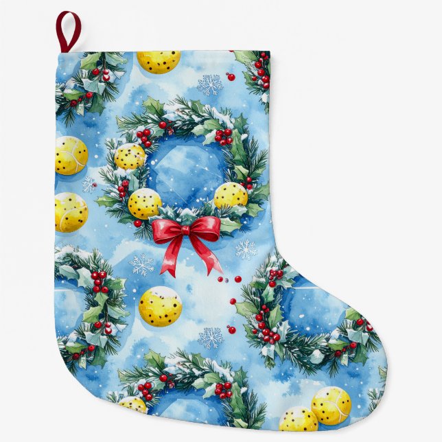Meia De Natal Grande Pickleball Christmas themed (Frente)