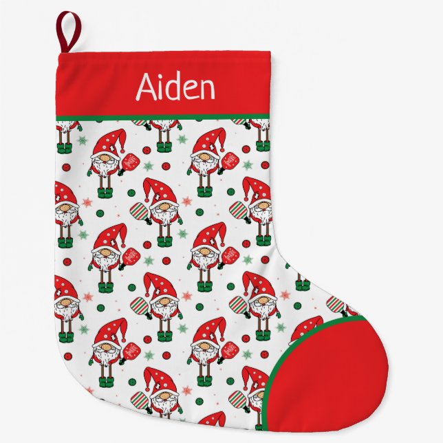 Meia De Natal Grande Pickleball Santas (Frente)