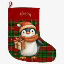 Pinguim Tartan Dourado verde-verde-festivo