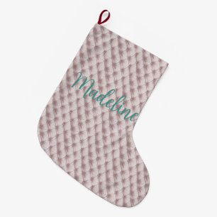Meia De Natal Grande Pink Faux, estocagem de Natal com nome