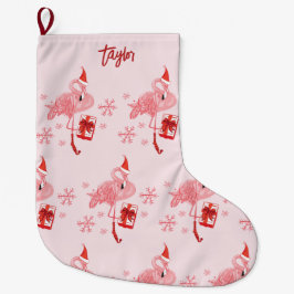 Meia De Natal Grande Pink Flamingo Tropical Beach Bird Personalizado