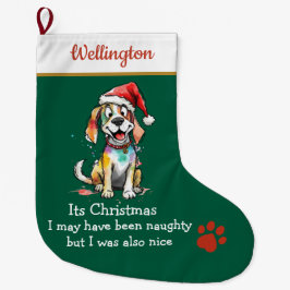 Meia De Natal Grande Playful Dog Christmas Stocking –  Cute Festive