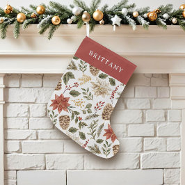 Meia De Natal Grande Poinsettia Festiva Elegante