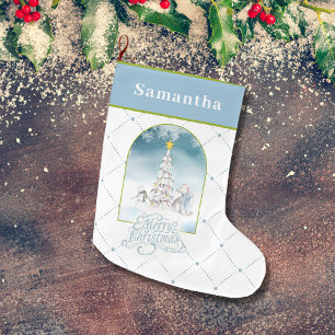 Meia De Natal Grande Polar Bear e Snowman no Natal