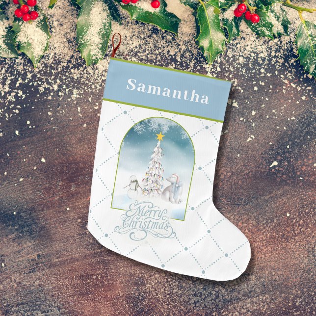 Meia De Natal Grande Polar Bear e Snowman no Natal (Criador carregado)