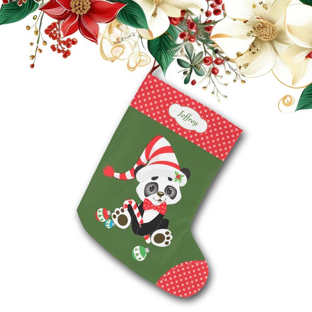 Meia De Natal Grande Polkadot do Urso Panda Bonito (Criador carregado)
