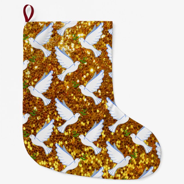 Meia De Natal Grande Pombas (Frente)