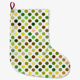 Meia De Natal Grande Pontos Amarelos e Verde