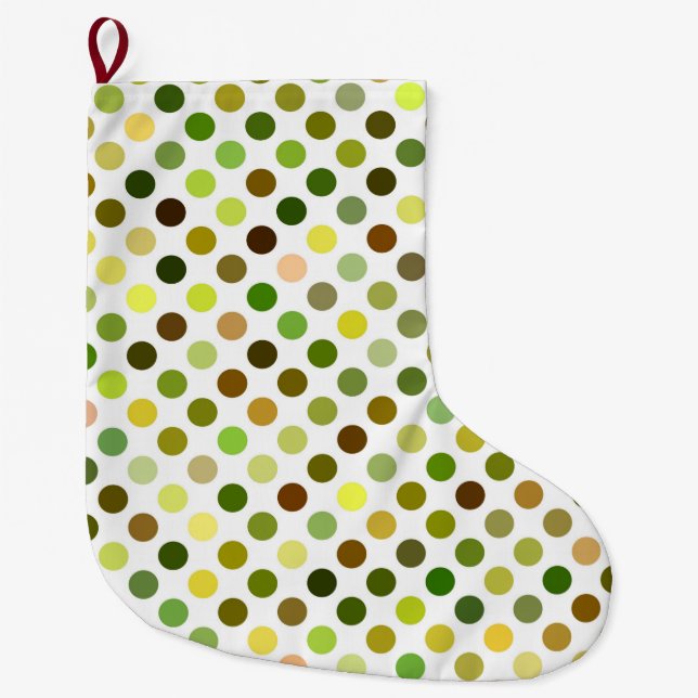 Meia De Natal Grande Pontos Amarelos e Verde (Frente)
