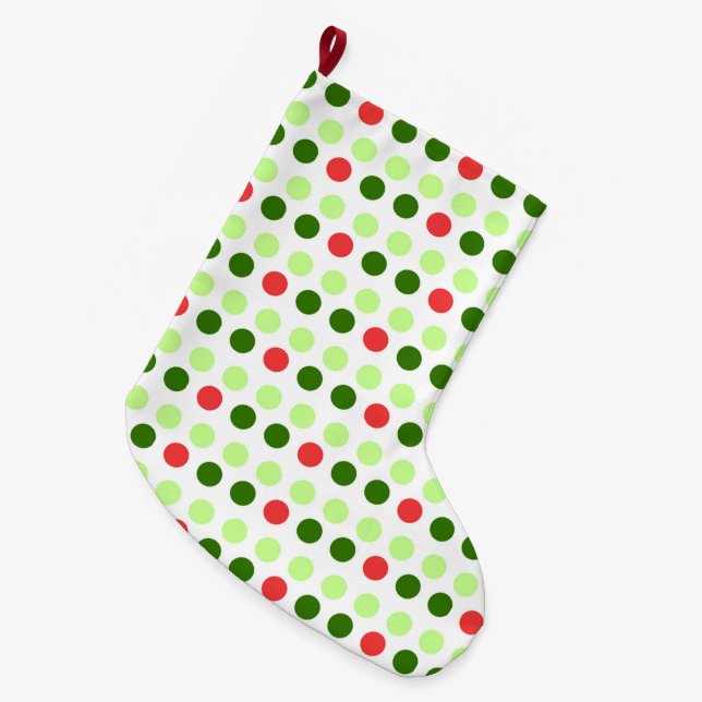 Meia De Natal Grande Pontos de Festa Alegre (Frente (Pendurada))