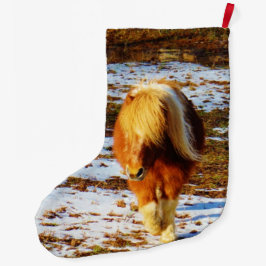 Meia De Natal Grande Pony na neve