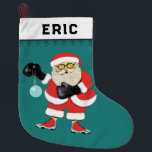 Meia De Natal Grande Presente de Feriado in a box<br><div class="desc">Criativo boxing temático de Natal com presentes de Natal com Papais noeis de boxer vestindo luvas. Para personalizar o texto de edição para adicionar o nome do seu fã favorito de esporte pugilista ou boxing.</div>