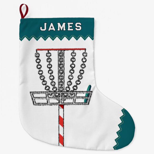 Meia De Natal Grande Presente de Férias de Disc Golf (Frente)