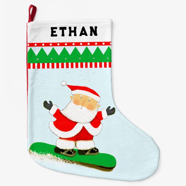 Meia De Natal Grande Presente de Férias de Snowboarding Snowboarder (Frente)