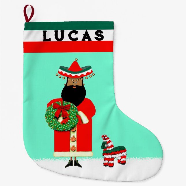 Meia De Natal Grande Presente de Natal Mexicano (Frente)