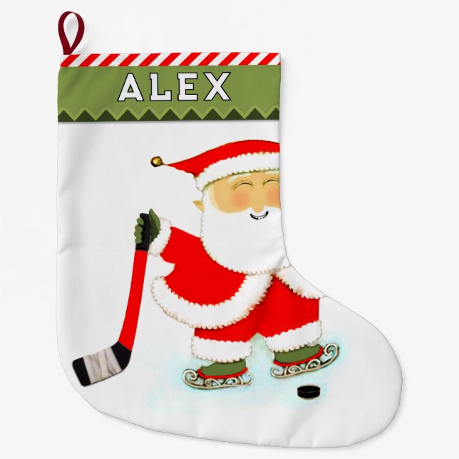 Meia De Natal Grande Presente para jogador de hóquei (Frente)
