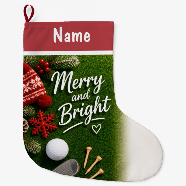 Meia De Natal Grande Presentes de Natal de Golfe Personalizados (Frente)