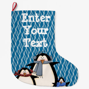 Meia De Natal Grande Presentes e decoração do divertimento do pinguim
