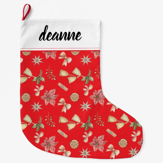 Meia De Natal Grande Primeiro Natal do Simples Elegante Baby (Frente)