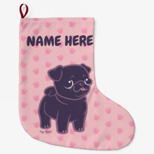 Meia De Natal Grande Pug de Kawaii