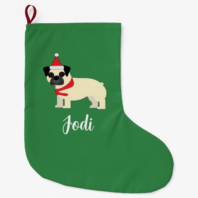 Meia De Natal Grande Pug do Natal (Frente)