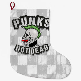 Meia De Natal Grande Punks Not Morto Skull Mohawk Punk Rock Rocker