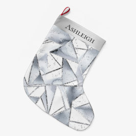 Meia De Natal Grande Quic Silver White Triangs Fúria Natal