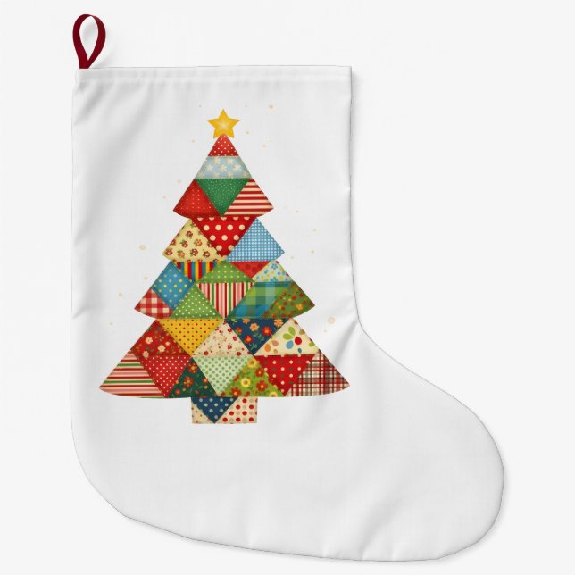 Meia De Natal Grande Quilt Christmas Tree Festive Quilt Lovers  (Frente)