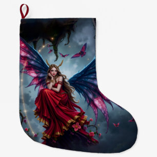 Meia De Natal Grande Rainha das Fadas da Fantasia Sombria com Asas de B