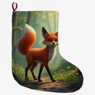 Meia De Natal Grande Raposa mística que percorre a floresta