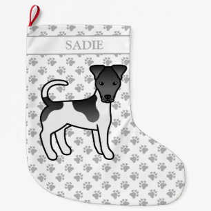 Meia De Natal Grande Raposa Negra E Branca Suave Cachorro E Nome