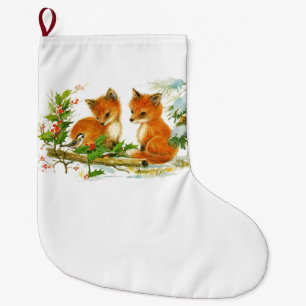 Meia De Natal Grande Raposas Natais vintages