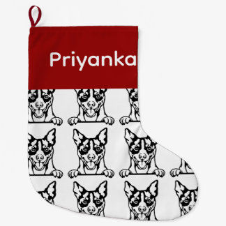 Meia De Natal Grande Rat Terrier dog meias personalizadas para cães - C