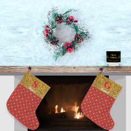 Meia De Natal Grande Razzle Dazzle Bolinhas Vermelho de Glitter Natal