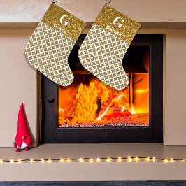 Meia De Natal Grande Razzle Dazzle Natal Glittery Douradas Stars