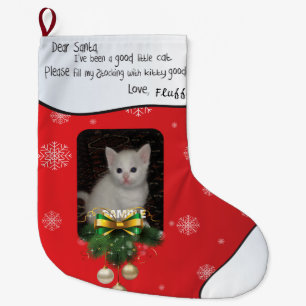 Meia De Natal Grande Red ADD YOUR PHOTO Cat Photo Holiday Stocks