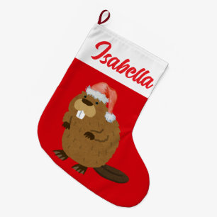 Meia De Natal Grande Red Felry Christmas Beaver Santa hat Xmas