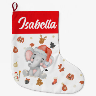 Meia De Natal Grande Red Felry Natal Elephant Santa Holidy