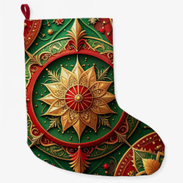 Meia De Natal Grande Red Gold Christmas Holiday Stocking