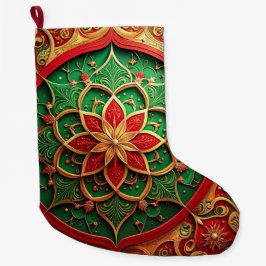 Meia De Natal Grande Red Gold Christmas Holiday Stocking