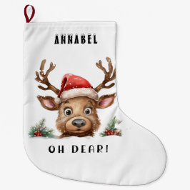 Meia De Natal Grande Reindeer de Feriado FUNNY