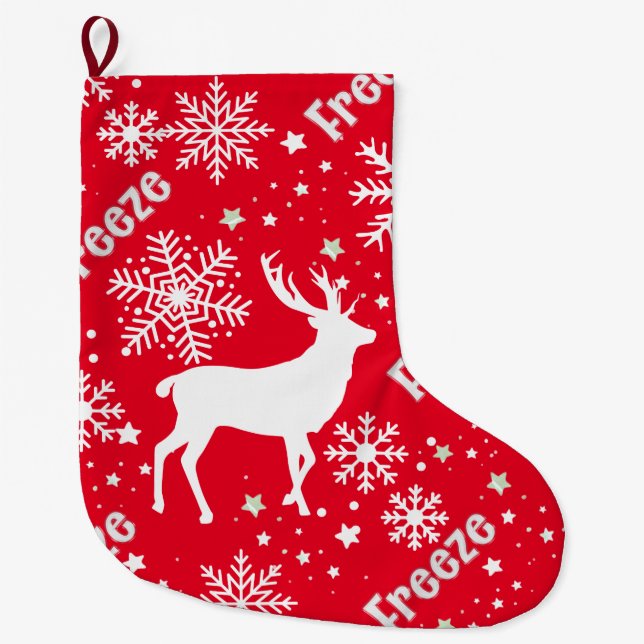 Meia De Natal Grande Rena vermelha (Frente)