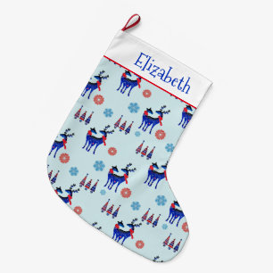 Meia De Natal Grande Renas, árvores de Natal e teste padrão dos floco