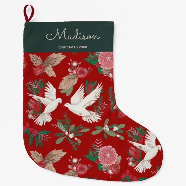 Meia De Natal Grande Renascer floral de Natal (Frente)