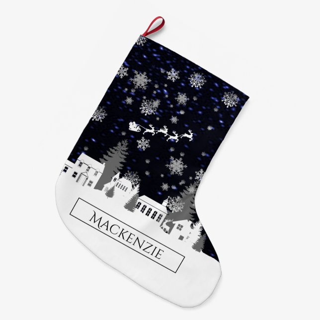 Meia De Natal Grande Reserva Personalizada da Vila de Natal (Frente (Pendurada))
